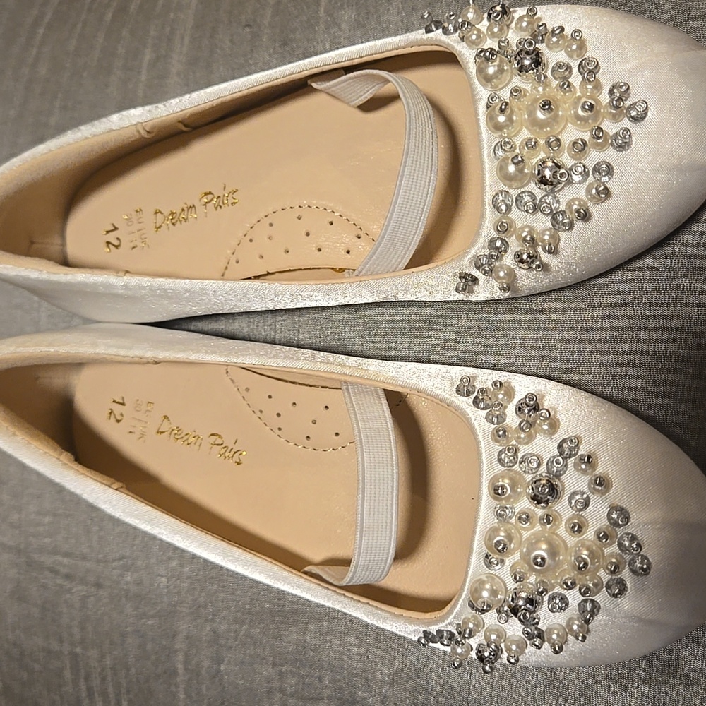 Elegant White Embellished Flats